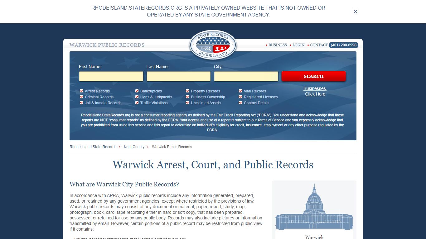 Warwick Arrest and Public Records | Rhode Island.StateRecords.org
