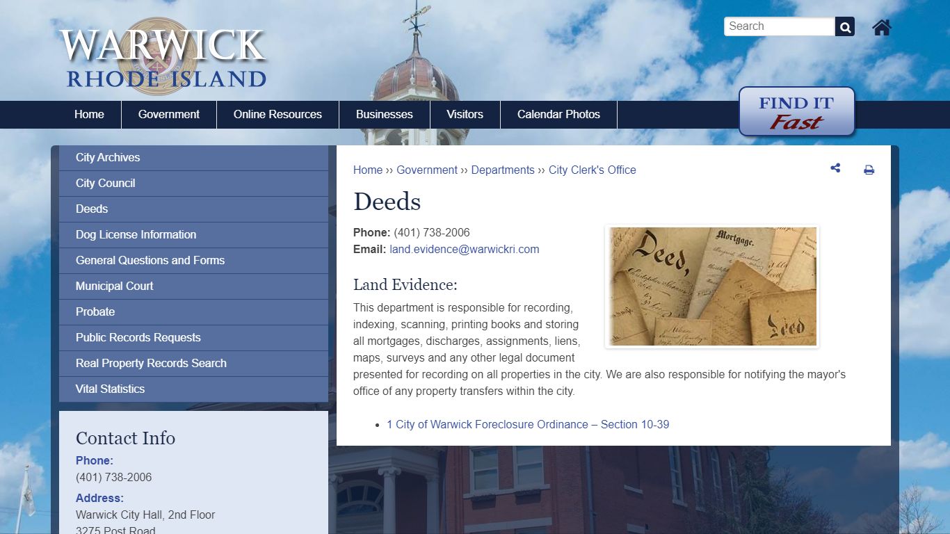 Deeds | Warwick, Rhode Island